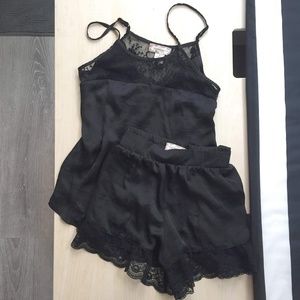 Band of Gypsies Satin Lace Trim Cami/Shorts PJ Set